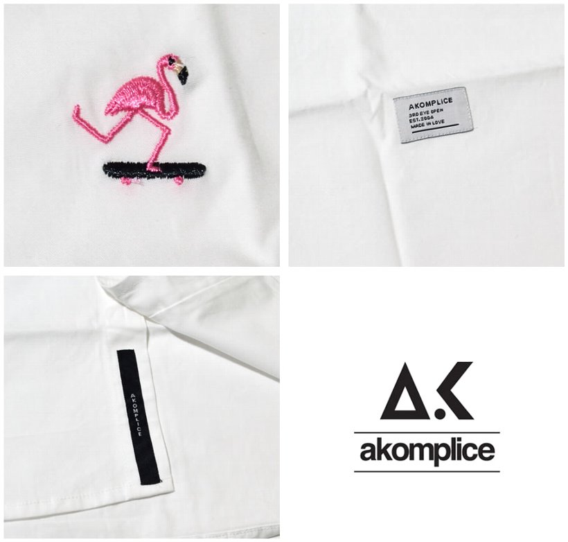 AKOM PLICE アコンプライス カジュアルシャツ AKMAN BUTTON UP ホワイト