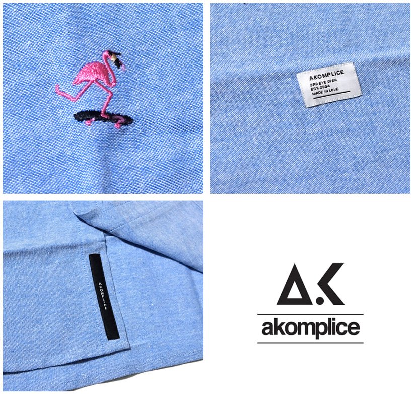 AKOM PLICE アコンプライス カジュアルシャツ AKMAN BUTTON UP ブルー