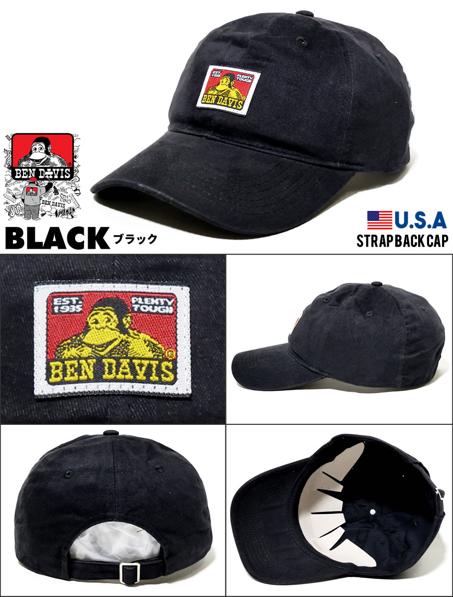 USモデル BEN DAVIS ベンデイビス ストラップバックキャップ メンズ 帽子 おしゃれ ブランド ロゴ キャラクター 海外 ブランド