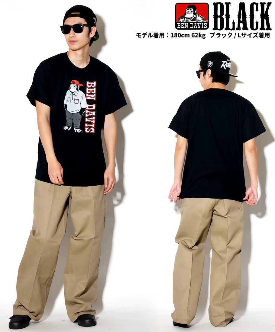 BEN DAVIS ベンデイビス Tシャツ メンズ おしゃれ ブランド 半袖 キャラクター プリント 無地 大きいサイズ 海外 ブランド 白 黒