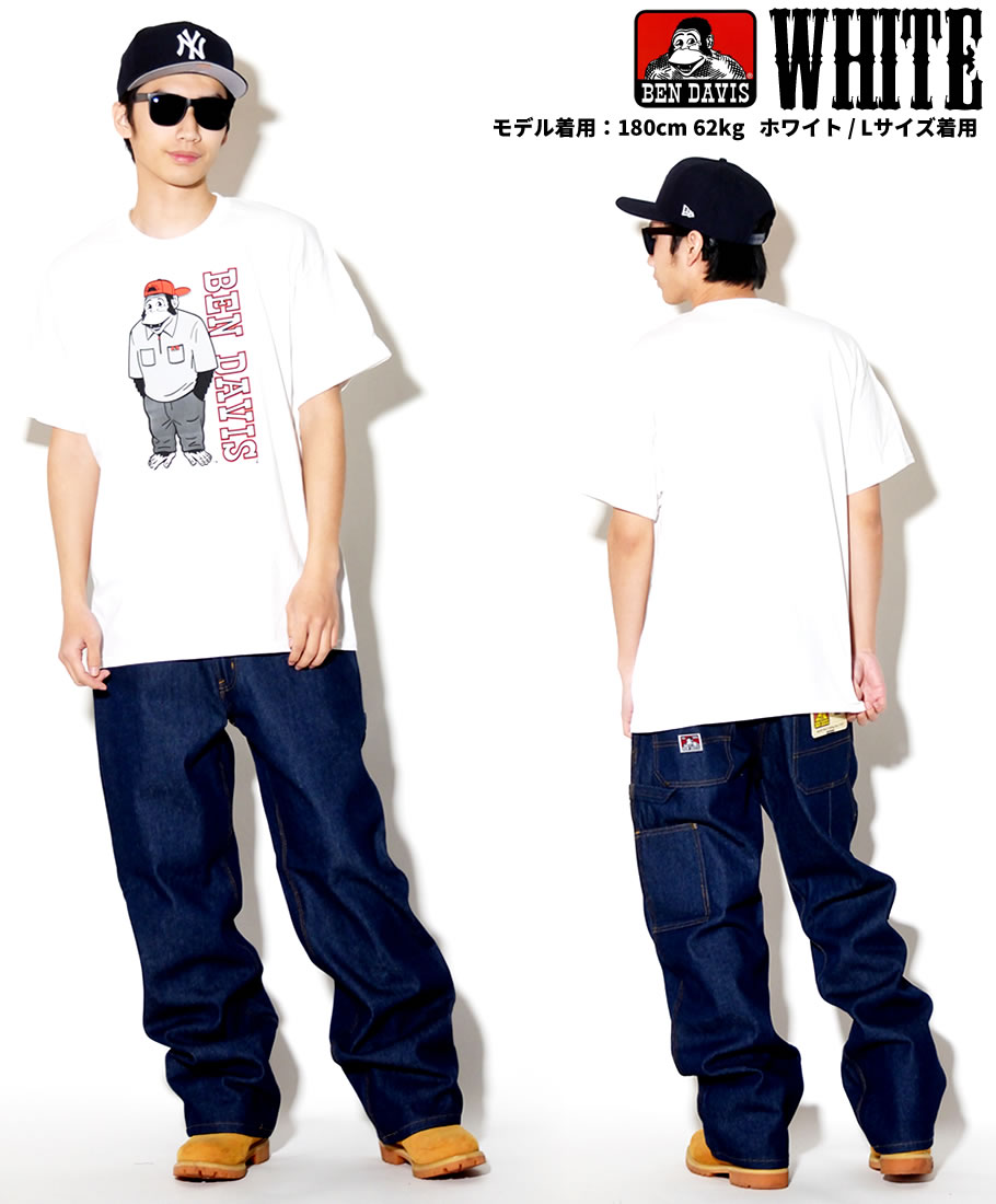 BEN DAVIS ベンデイビス Tシャツ メンズ おしゃれ ブランド 半袖 キャラクター プリント 無地 大きいサイズ 海外 ブランド 白 黒