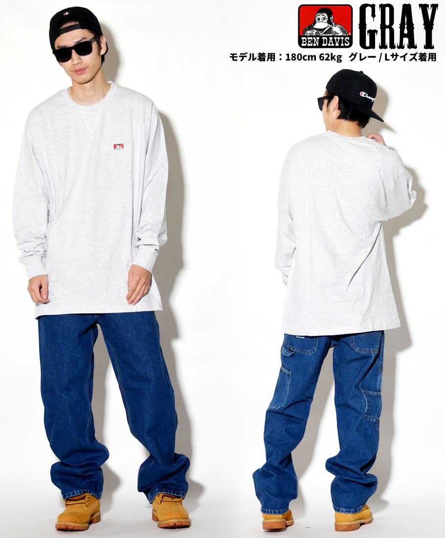 BEN DAVIS ベンデイビス Tシャツ メンズ おしゃれ ブランド ロンT 長袖 ロゴT キャラクター 大きいサイズ 海外 ブランド 白 黒 灰