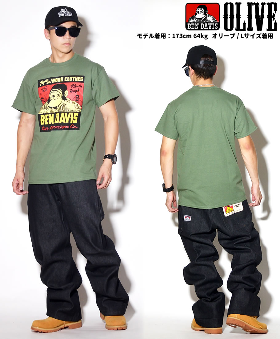 USモデル BEN DAVIS ベンデイビス Tシャツ メンズ 半袖 ロゴT プリント おしゃれ 大きいサイズ 海外 ブランド