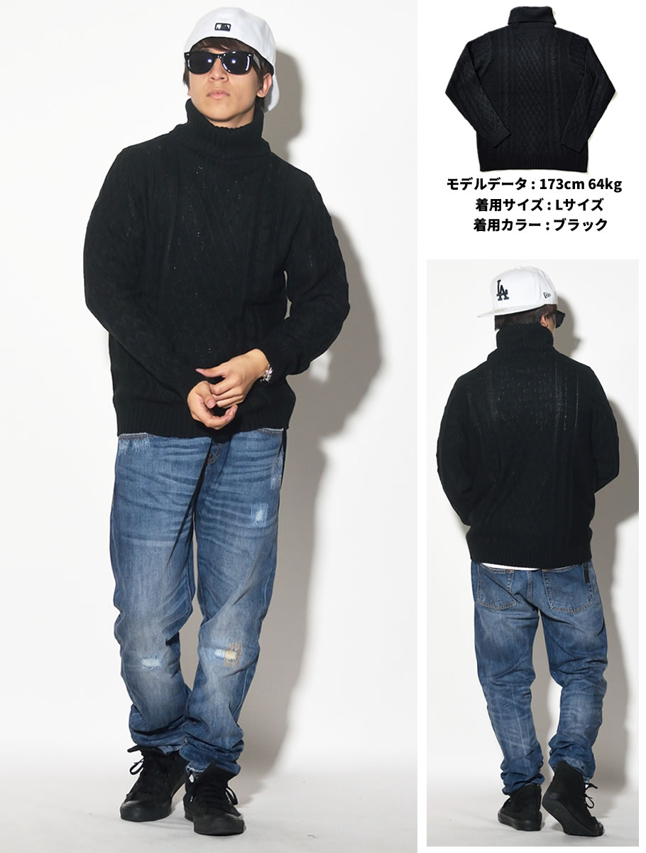 ニット セーター 秋冬 メンズ ブランド 厚手 タートルネック シンプル 無地 ボーダー 大きいサイズ BROWN BAG LIQUOR BBL-KNIT1705
