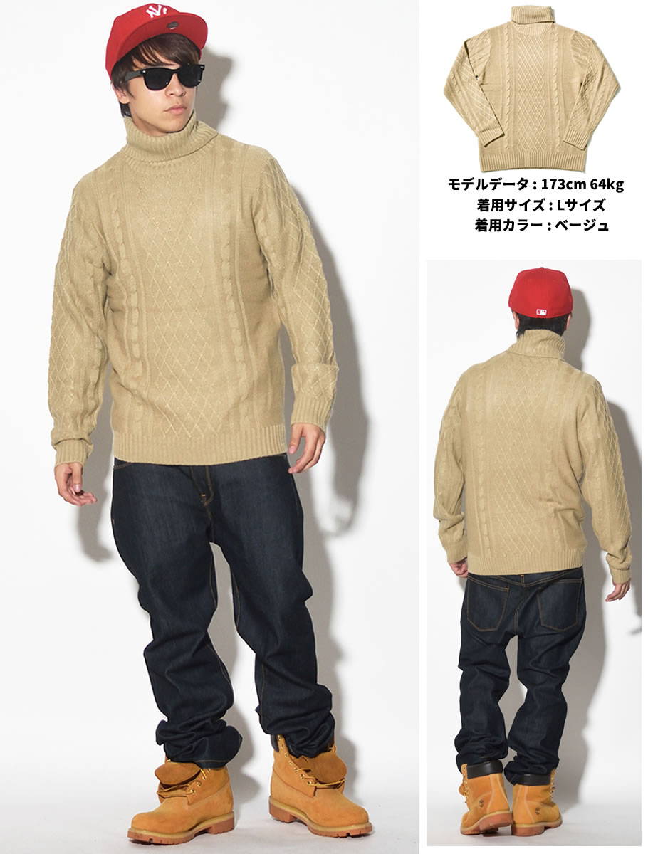 ニット セーター 秋冬 メンズ ブランド 厚手 タートルネック シンプル 無地 ボーダー 大きいサイズ BROWN BAG LIQUOR BBL-KNIT1705