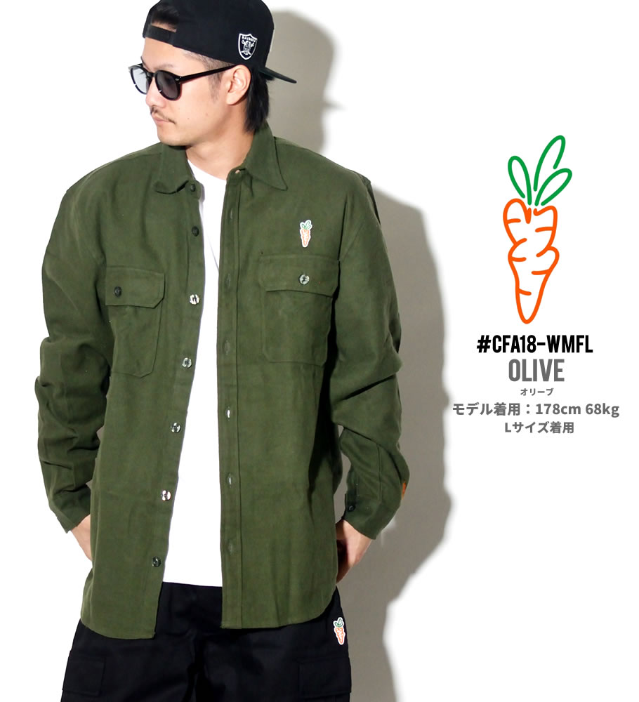 Carrots キャロッツ ネルシャツ メンズ 長袖 WORDMARK FLANNEL CFA18-WMFL