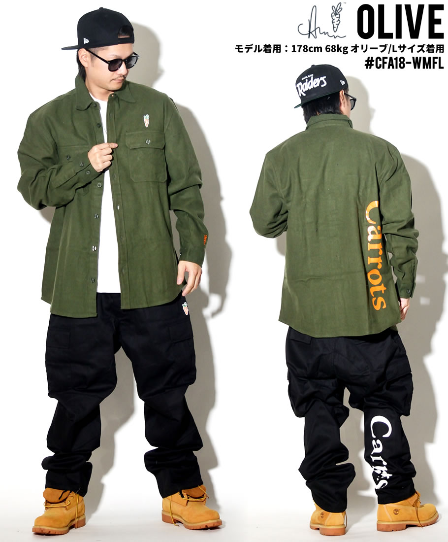 Carrots キャロッツ ネルシャツ メンズ 長袖 WORDMARK FLANNEL CFA18-WMFL