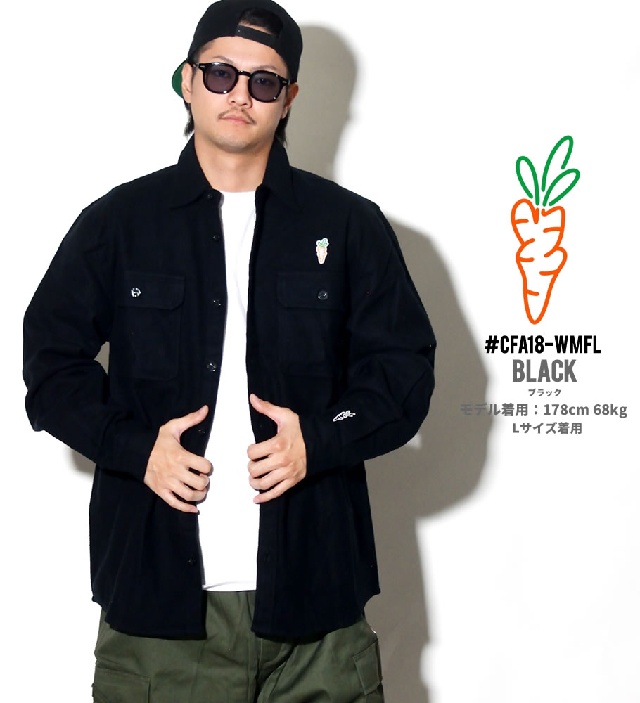 Carrots キャロッツ ネルシャツ メンズ 長袖 WORDMARK FLANNEL CFA18-WMFL