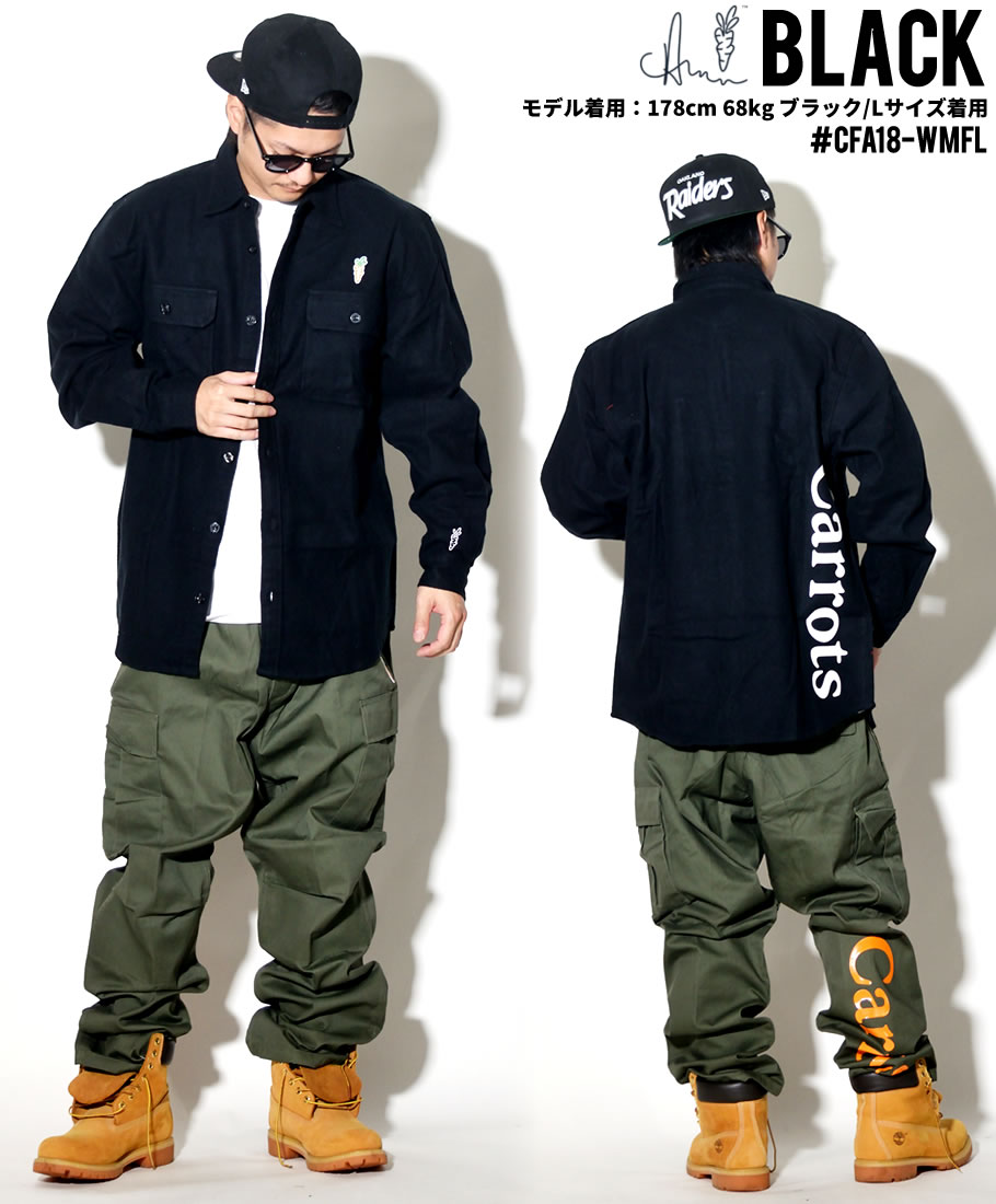 Carrots キャロッツ ネルシャツ メンズ 長袖 WORDMARK FLANNEL CFA18-WMFL