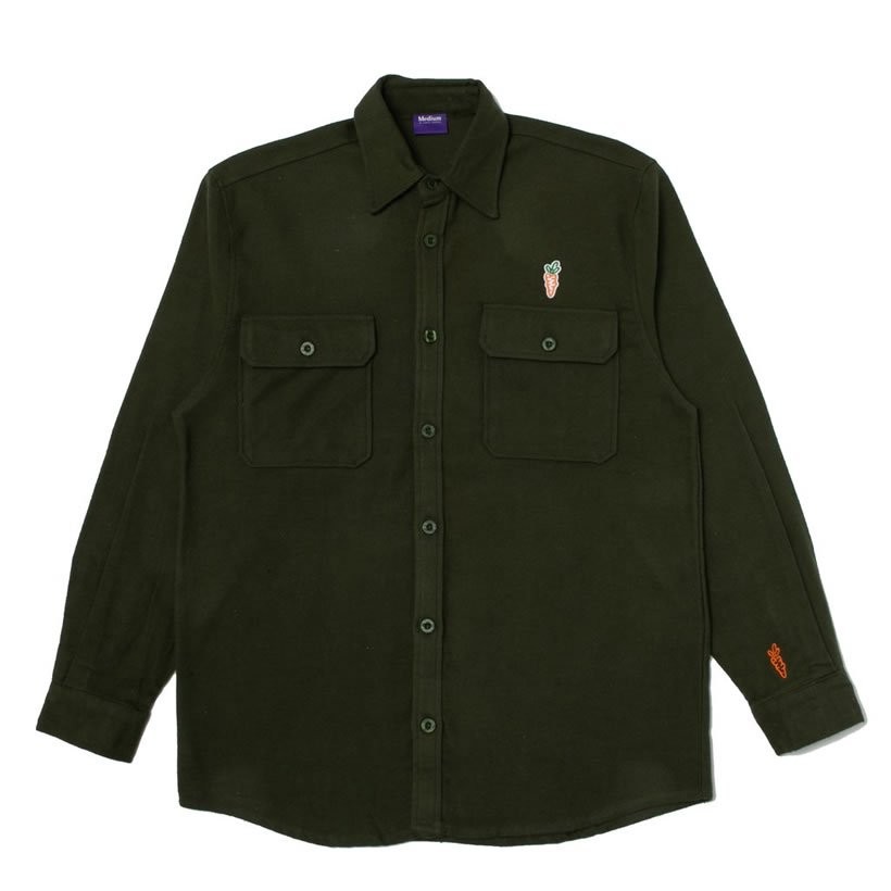 Carrots キャロッツ ネルシャツ メンズ 長袖 WORDMARK FLANNEL CFA18-WMFL