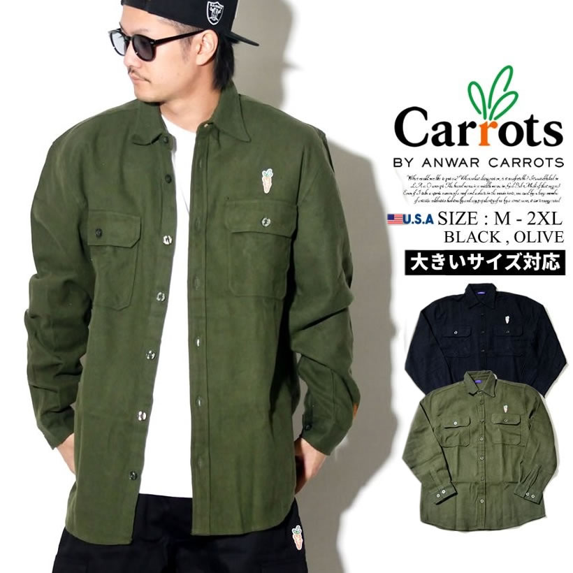 Carrots キャロッツ ネルシャツ メンズ 長袖 WORDMARK FLANNEL CFA18-WMFL