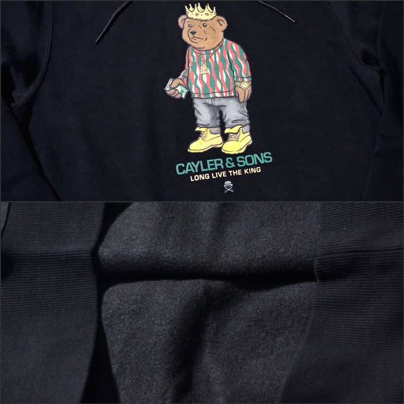 Cayler&Sons パーカー メンズ プルオーバー 春 ブランド 熊 ノトーリアス・B.I.G プリント 黒 大きいサイズ