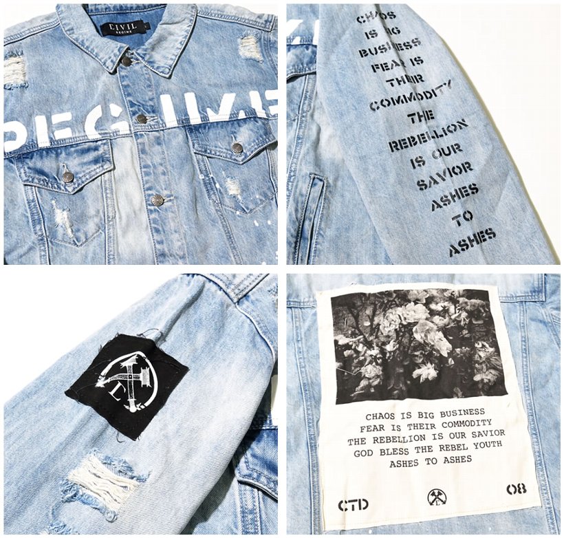 デニムジャケット メンズ 大きいサイズ ブランド CIVIL シビル 17CV-AW007J B系 ヒップホップ ストリート系 2017秋冬 新作
