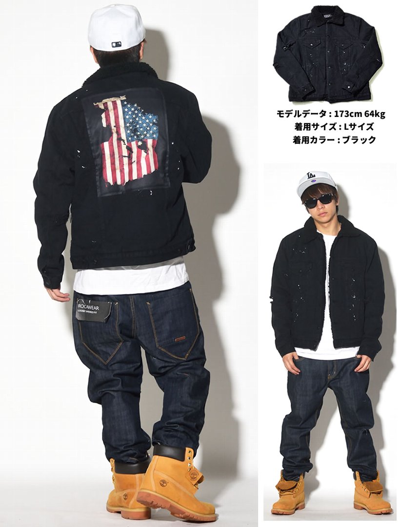 裏ボア デニムジャケット メンズ 大きいサイズ ランチジャケット CIVIL シビル 17CV-AW010J B系 ヒップホップ ストリート系 2017秋冬 新作