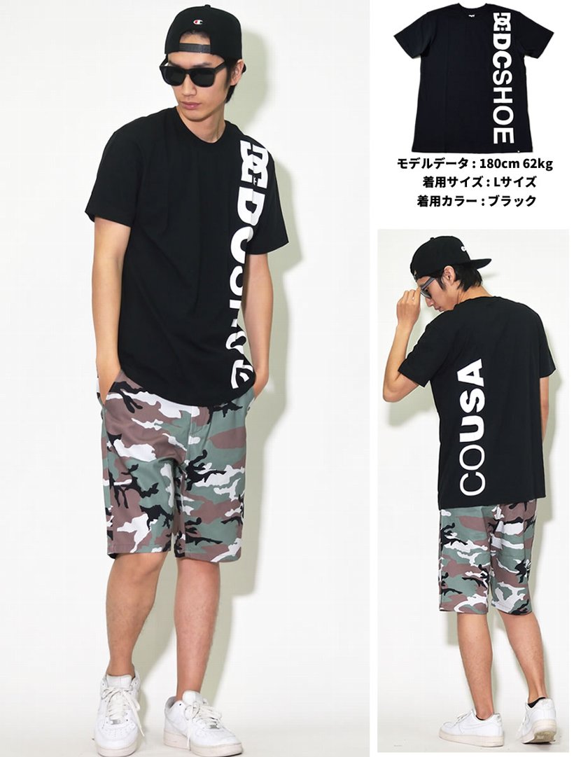 DC Tシャツ メンズ 春 半袖 DC SHOE ロゴT プリント 大きいサイズ 白 黒
