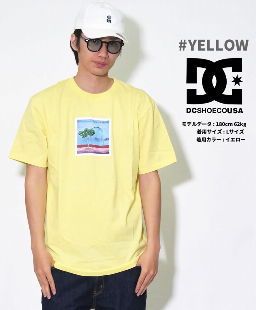 DC Tシャツ メンズ 春 半袖 DC SHOE プリント 大きいサイズ 黄 ピンク