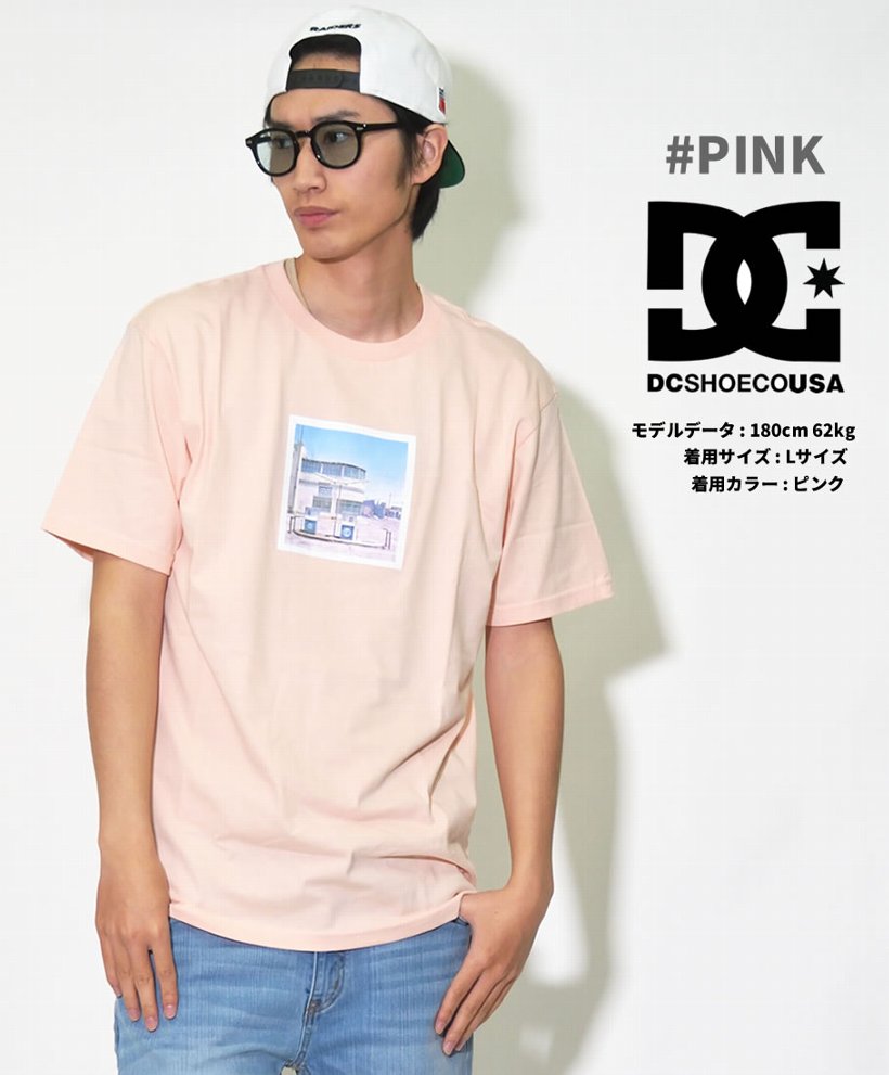 DC Tシャツ メンズ 春 半袖 DC SHOE プリント 大きいサイズ 黄 ピンク