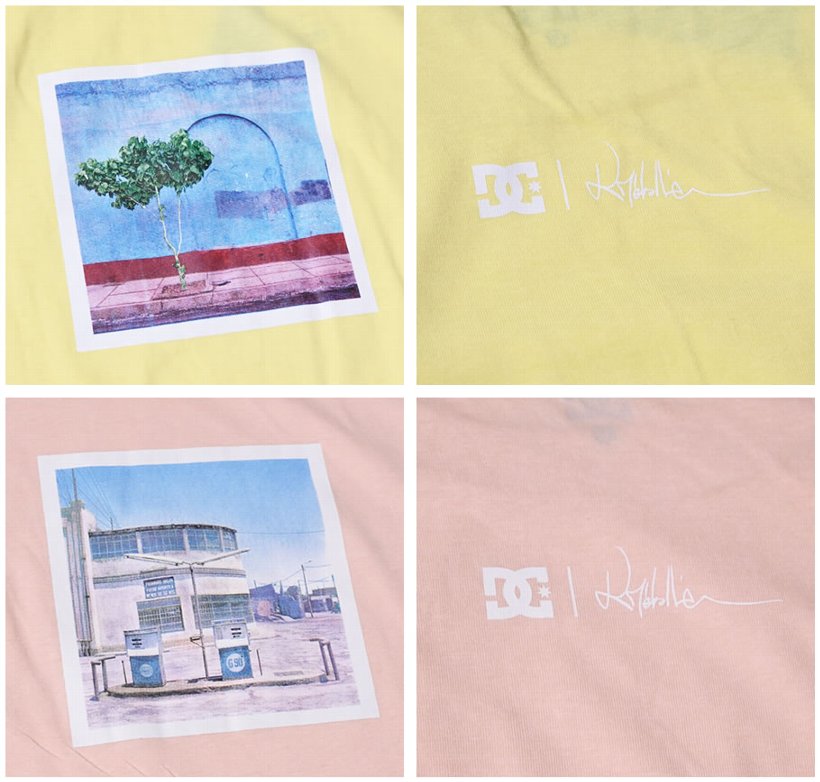 DC Tシャツ メンズ 春 半袖 DC SHOE プリント 大きいサイズ 黄 ピンク