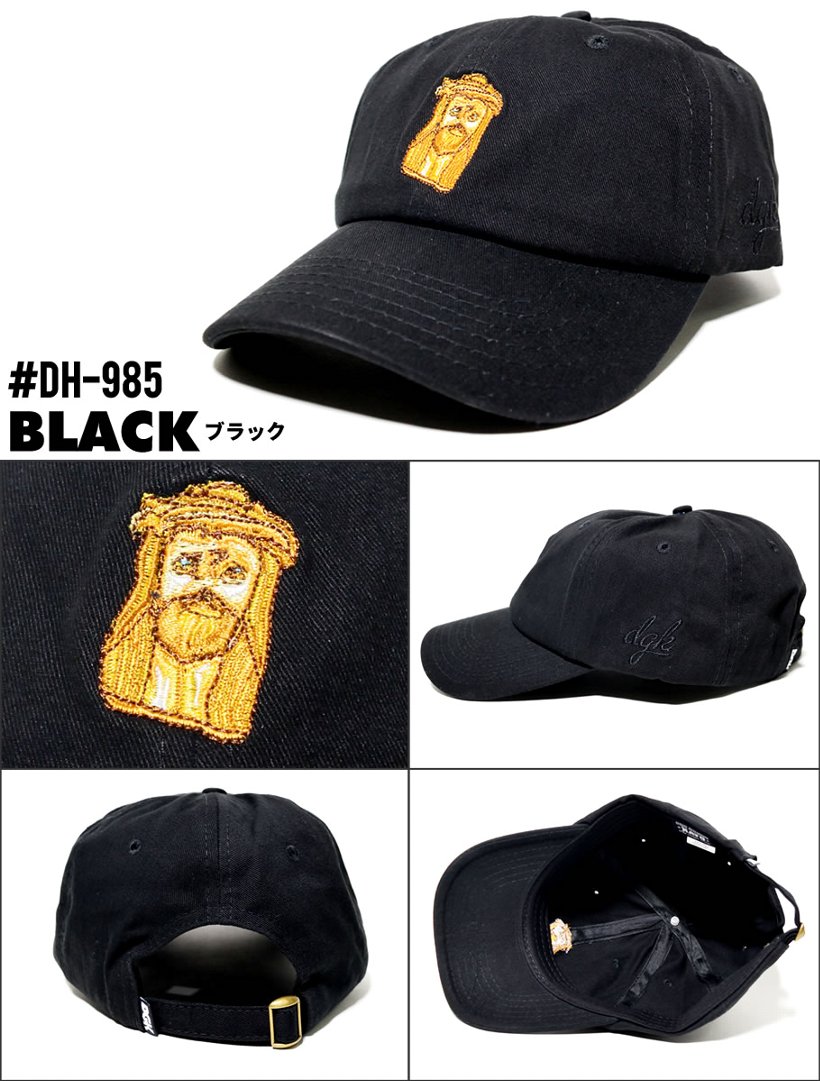 DGK キャップ メンズ 帽子 6パネル ローキャップ キリスト 黒 白