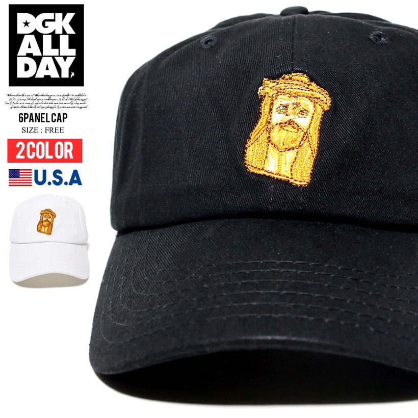 DGK キャップ メンズ 帽子 6パネル ローキャップ キリスト 黒 白