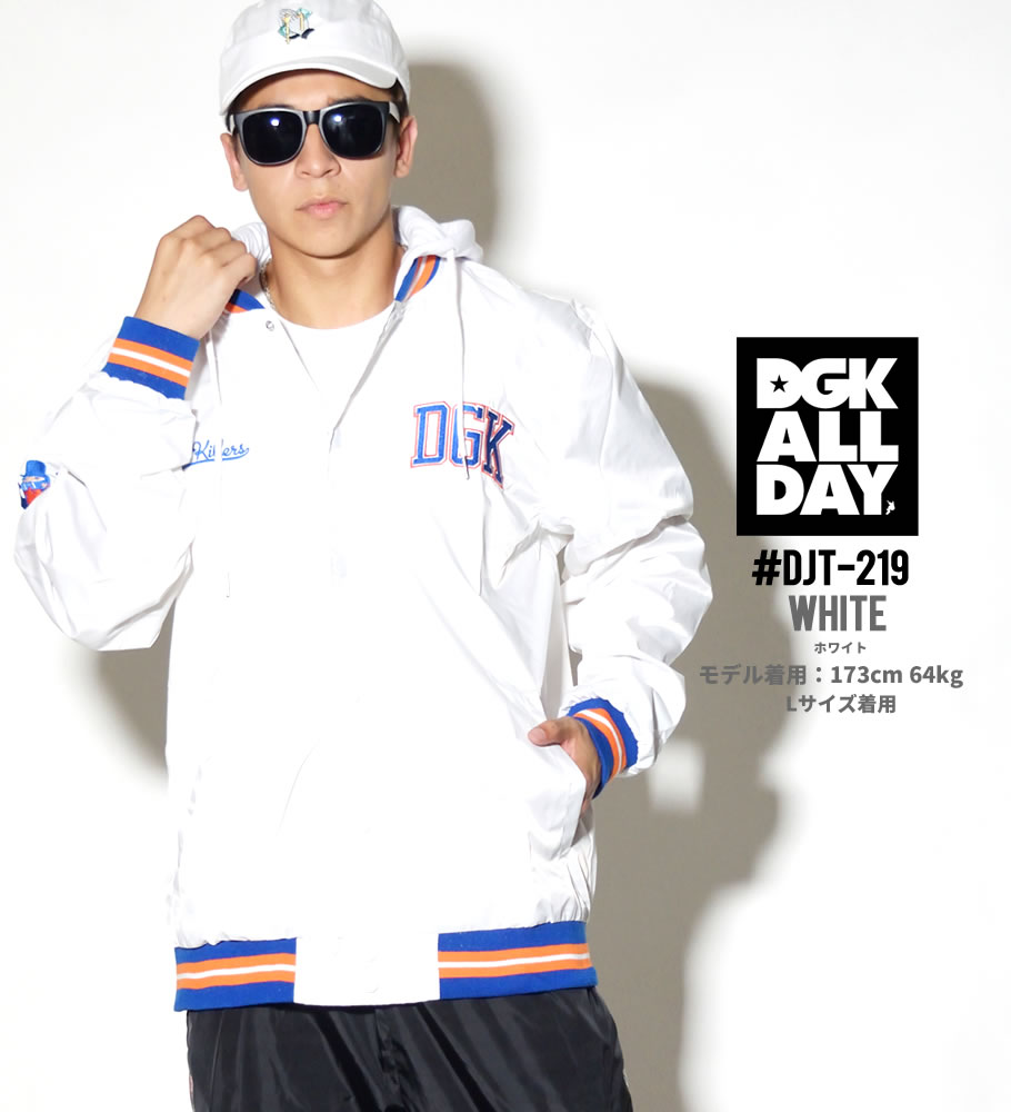 DGK スタジャン メンズ ブランド フード付き 大きいサイズ 白 ナイロン ブルゾン DJT-219