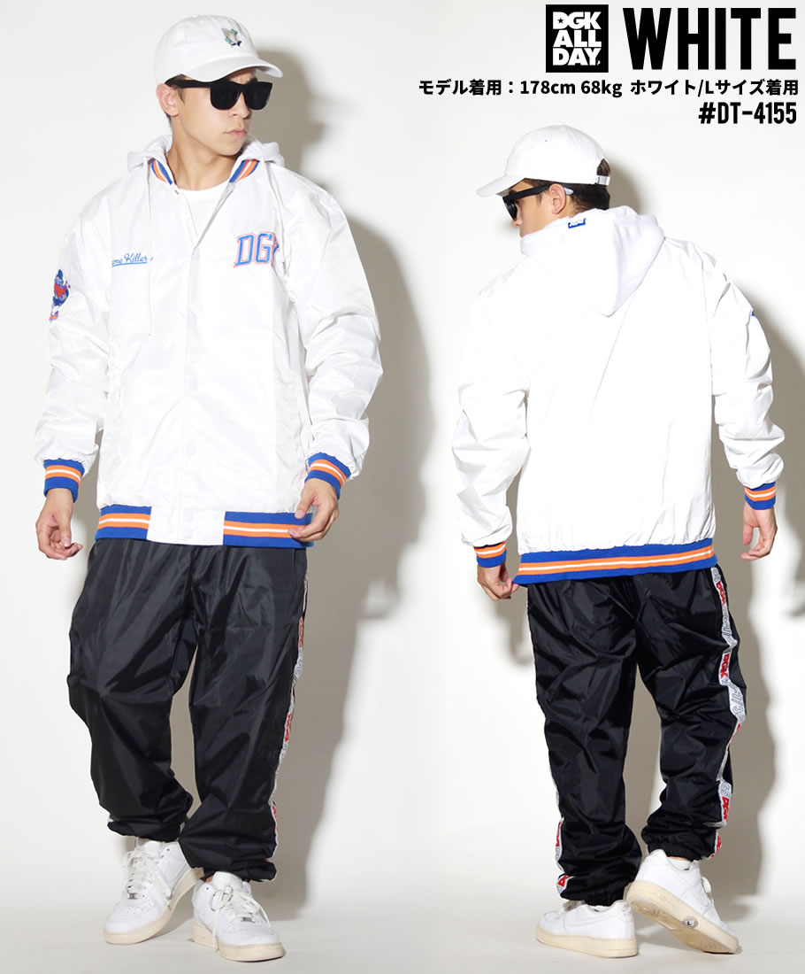 DGK スタジャン メンズ ブランド フード付き 大きいサイズ 白 ナイロン ブルゾン DJT-219