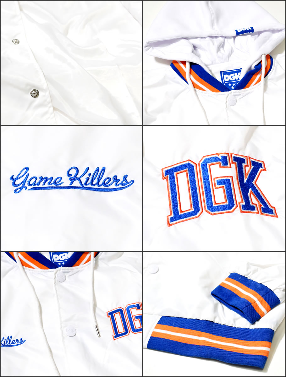 DGK スタジャン メンズ ブランド フード付き 大きいサイズ 白 ナイロン ブルゾン DJT-219