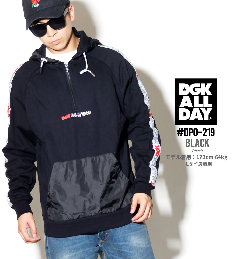DGK プルオーバーパーカー メンズ ブランド ハーフジップ スウェット フリース 大きいサイズ 黒 DPO-401