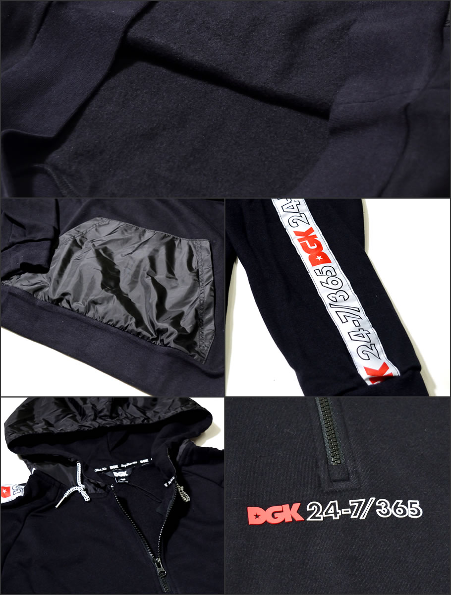 DGK プルオーバーパーカー メンズ ブランド ハーフジップ スウェット フリース 大きいサイズ 黒 DPO-401