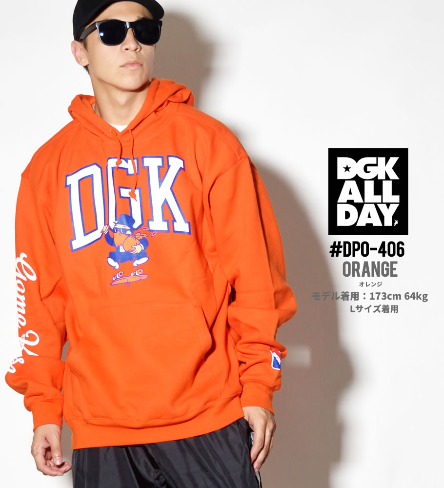DGK プルオーバーパーカー メンズ ブランド スウェット フリース 大きいサイズ 橙 DPO-407
