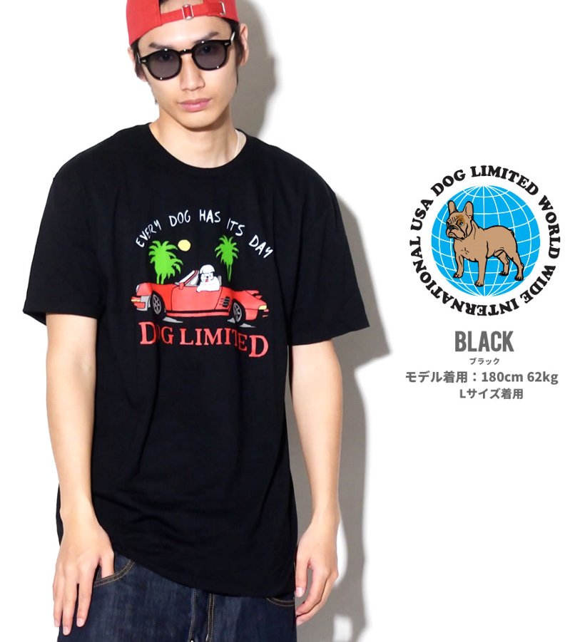 Dog Limited ドッグリミテッド Tシャツ メンズ 半袖 おしゃれ ブランド 犬 プリント 大きいサイズ 黒