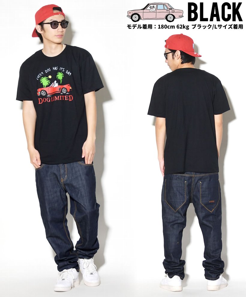 Dog Limited ドッグリミテッド Tシャツ メンズ 半袖 おしゃれ ブランド 犬 プリント 大きいサイズ 黒