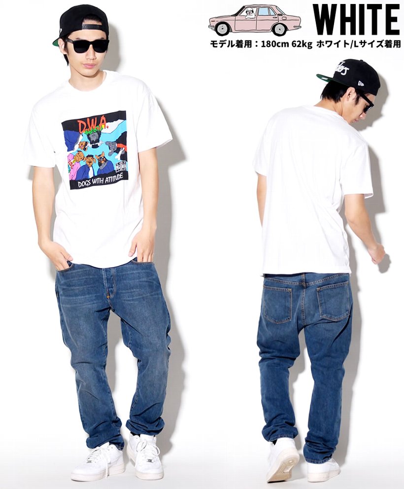 Dog Limited ドッグリミテッド Tシャツ メンズ 半袖 おしゃれ ブランド N.W.A パロディ 犬 プリント 大きいサイズ 黒