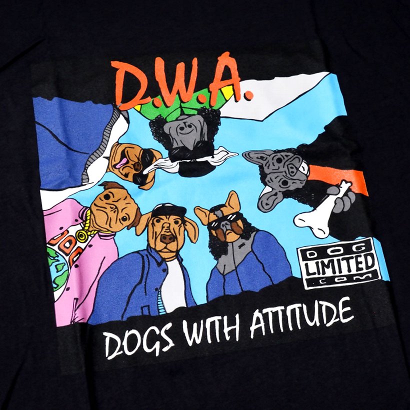 Dog Limited ドッグリミテッド Tシャツ メンズ 半袖 おしゃれ ブランド N.W.A パロディ 犬 プリント 大きいサイズ 黒