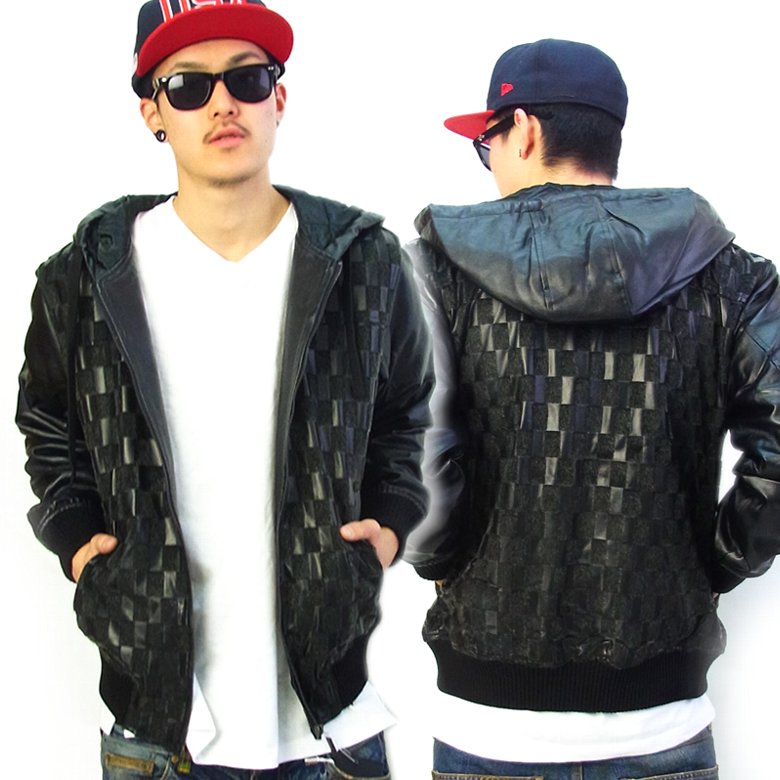 (処分価格) D.O.P ディーオーピー ジャケット メンズ フェイクファー PUレザー ヒップホップ B