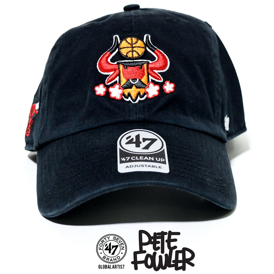 47BRAND キャップ メンズ 帽子 シカゴ ブルズ 黒 47CLEAN UP ピート・ファウラー