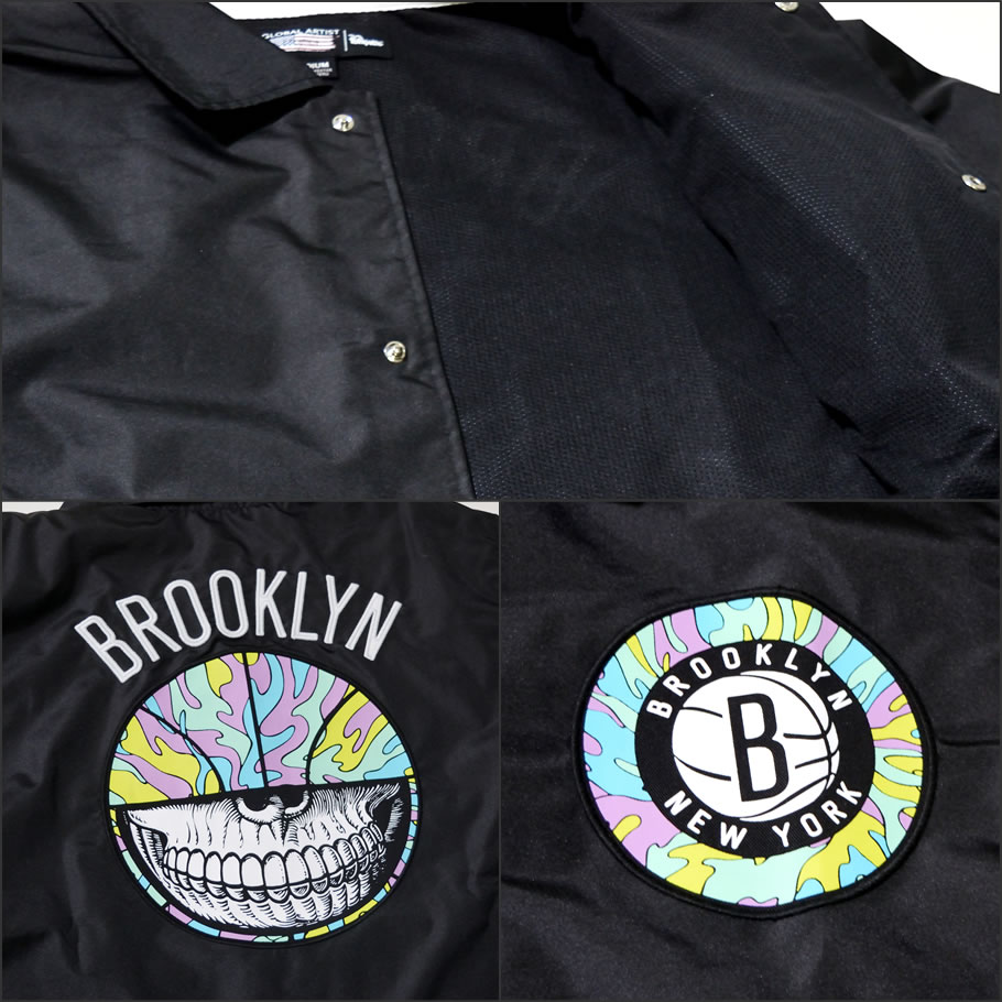 47BRAND コーチジャケット メンズ ブルックリン・ネッツ 黒 47CLEAN UP ロン・イングリッシュ