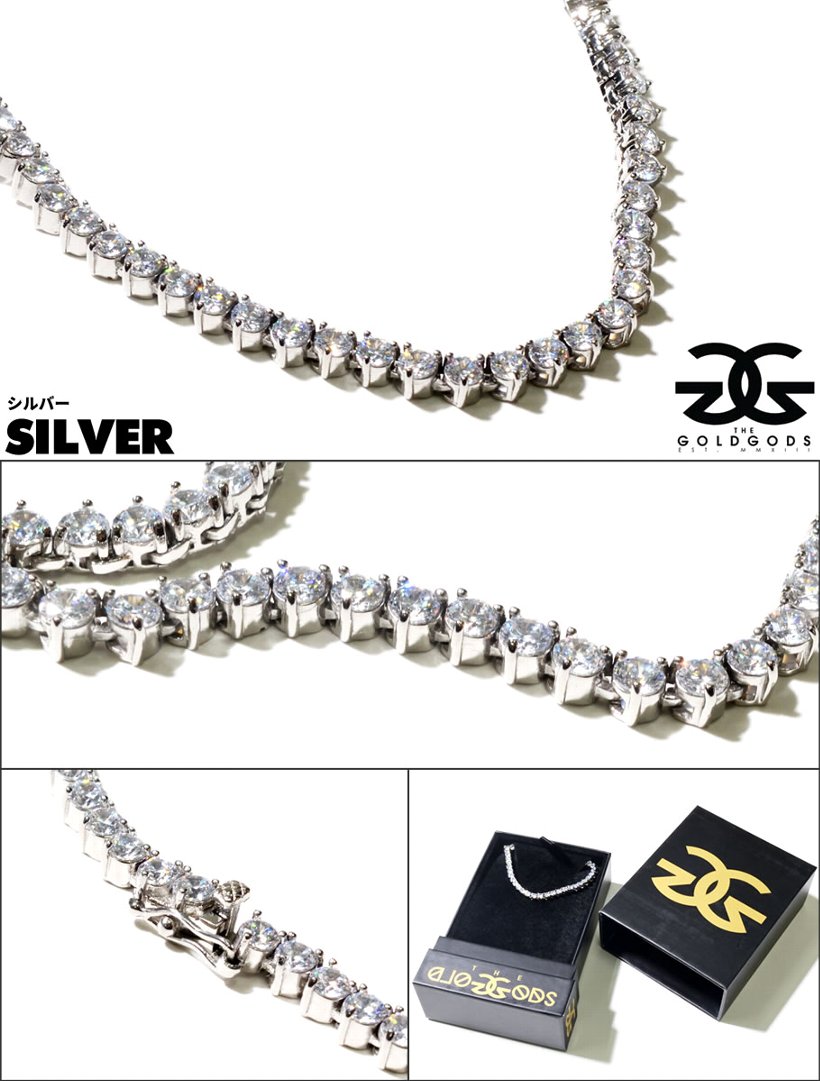 THE GOLD GODS ネックレス メンズ 4mm Diamond 3-Pronged Tennis Chain
