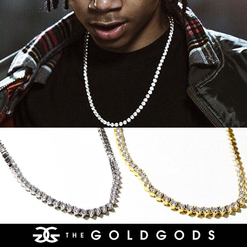 THE GOLD GODS ネックレス メンズ 4mm Diamond 3-Pronged Tennis Chain