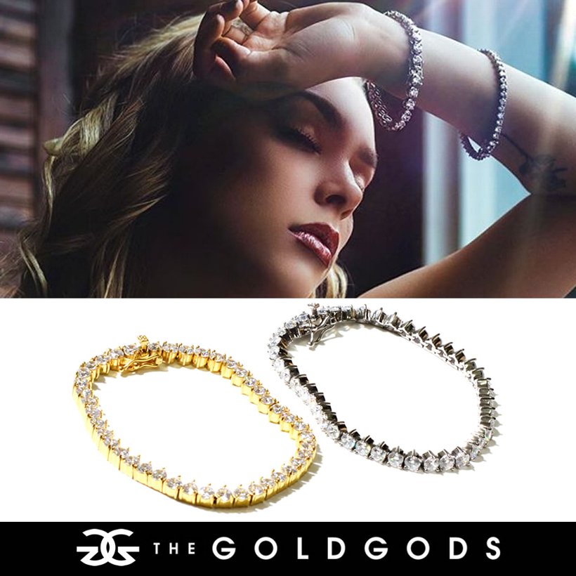 THE GOLD GODS ブレスレット メンズ 4mm Diamond 3-Pronged Tennis Bracelet