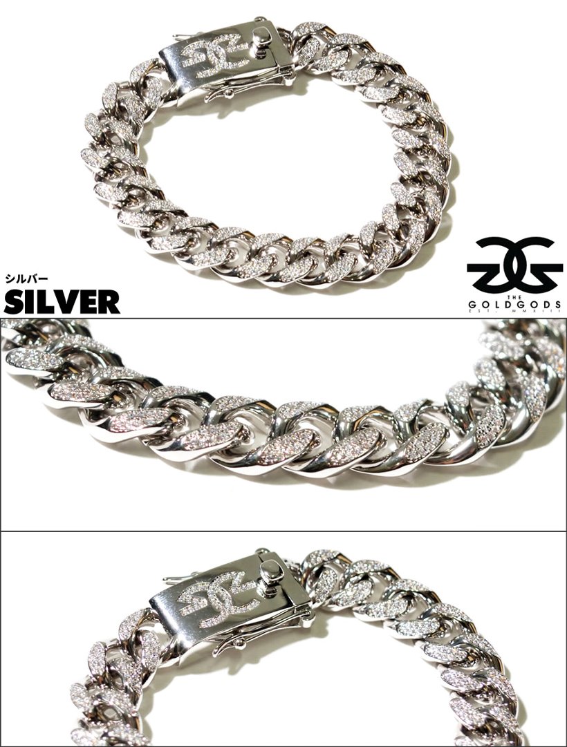 THE GOLD GODS ブレスレット メンズ 10mm Diamond Cuban Link Bracelet