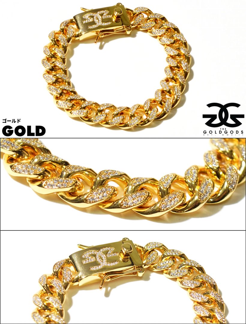 THE GOLD GODS ブレスレット メンズ 10mm Diamond Cuban Link Bracelet