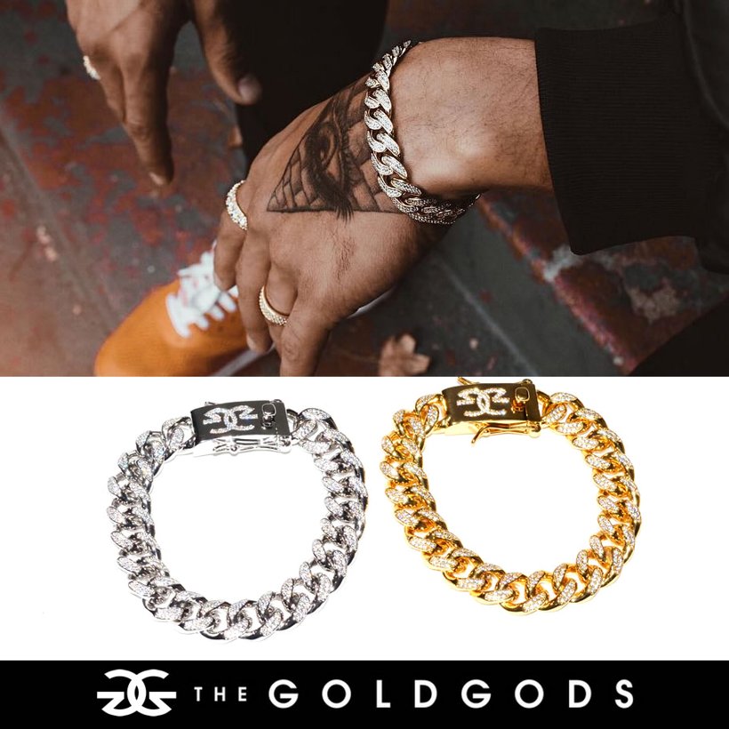 THE GOLD GODS ブレスレット メンズ 10mm Diamond Cuban Link Bracelet