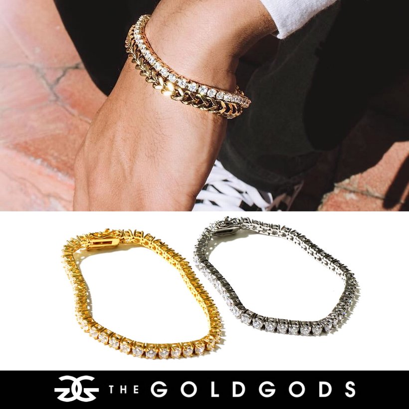 THE GOLD GODS ブレスレット メンズ 4mm Diamond Buttercup Tennis Bracelet
