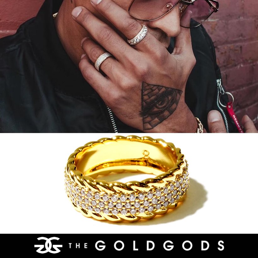 THE GOLD GODS 指輪 メンズ リング Diamond 3-Row Rope Ring