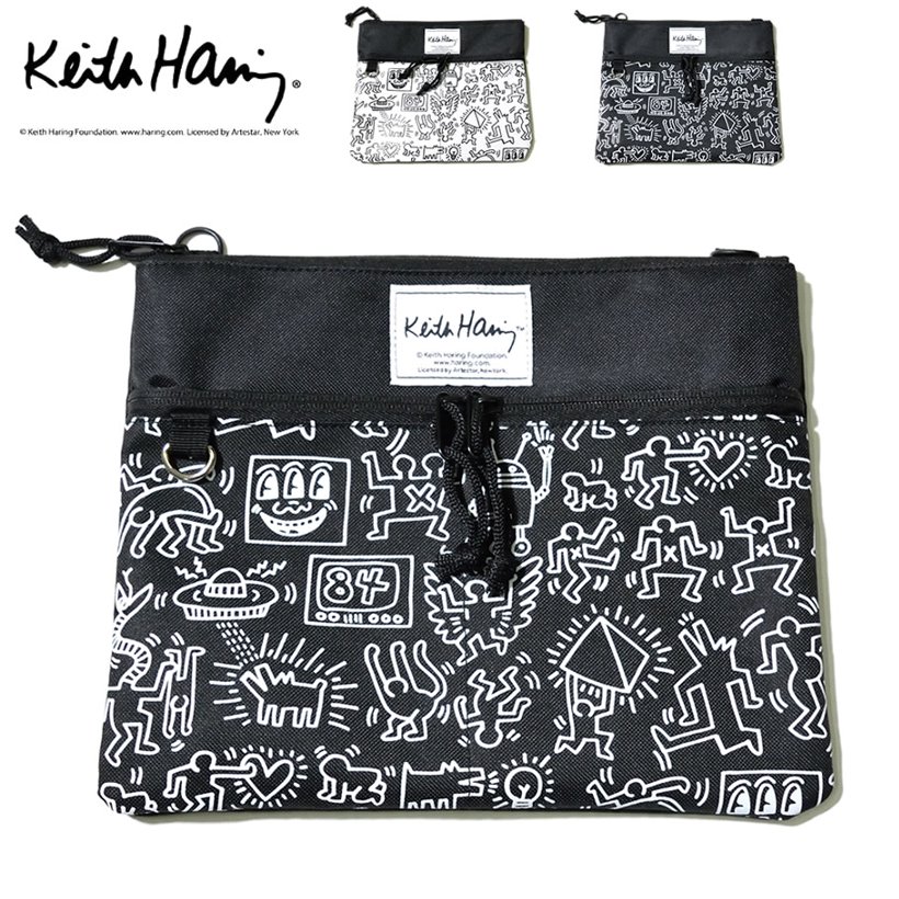 Keith Haring キースヘリング サコッシュ メンズ ブランド おしゃれ ショルダーバッグ 斜め掛け アウトドア スポーツ 白 黒 2017秋冬 新作