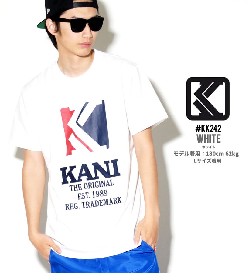KARL KANI カールカナイ Tシャツ メンズ 半袖 春 ブランド ロゴT プリント 刺繍 白 大きいサイズ