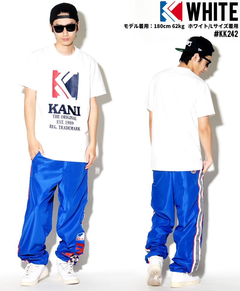 KARL KANI カールカナイ Tシャツ メンズ 半袖 春 ブランド ロゴT プリント 刺繍 白 大きいサイズ