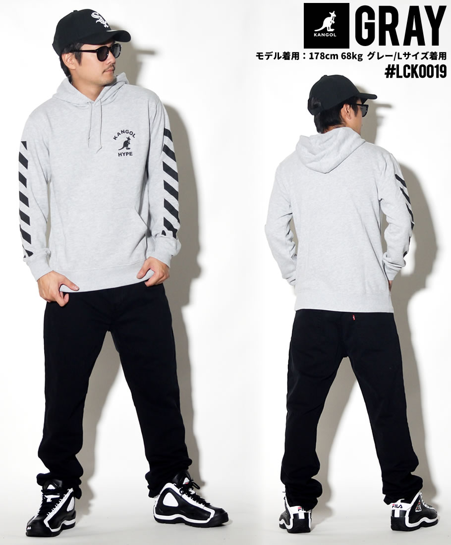 KANGOL カンゴール プルオーバーパーカー メンズ ブランド ロゴ プリント 白 黒 灰 LCK0019 2018秋冬 新作