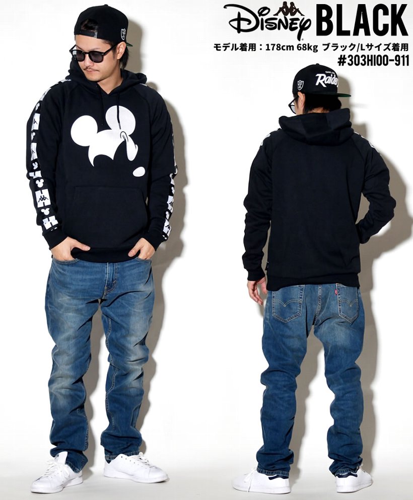 ミッキー90周年 コラボ KAPPA x Disney パーカー メンズ レディース 303HI00-911 303HI00-912